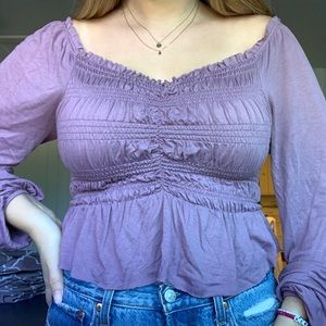 UO shaina rayon ruched long sleeve top💜